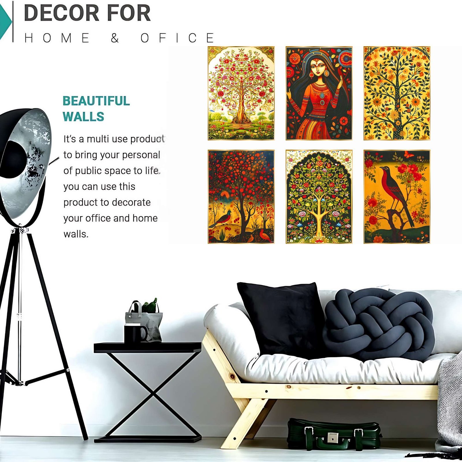 Set of Six Wall Paintings for Wall Dacoration Golden Framed Wall Paintings for Living Room & Bedroom Wall Art for Home Decoration & Office Wall Décor (17x13 inch CH-GD6-6) - Image 4